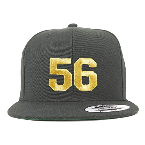 Trendy Apparel Shop Number 56 Gold Thread Flat Bill Snapback Baseball Cap