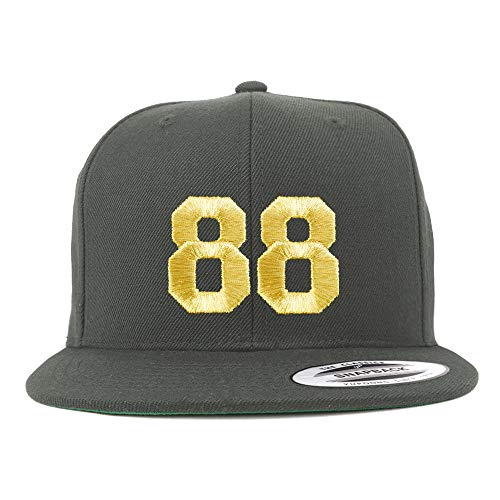 Trendy Apparel Shop Number 88 Gold Thread Flat Bill Snapback Baseball Cap