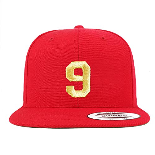 Trendy Apparel Shop Number 9 Gold Thread Flat Bill Snapback Baseball Cap