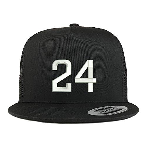 Trendy Apparel Shop Number 24 Embroidered 5 Panel Flatbill Trucker Mesh Cap