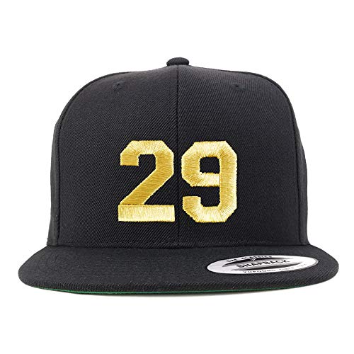 Trendy Apparel Shop Number 29 Gold Thread Flat Bill Snapback Baseball Cap