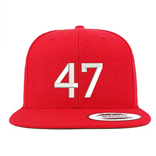 Trendy Apparel Shop Number 47 Embroidered Snapback Flatbill Baseball Cap