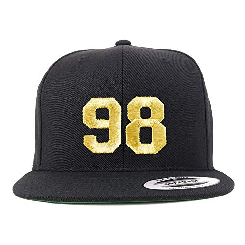 Trendy Apparel Shop Number 98 Gold Thread Flat Bill Snapback Baseball Cap