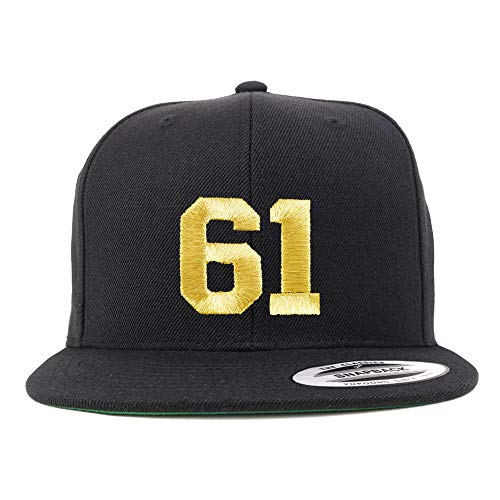 Trendy Apparel Shop Number 61 Gold Thread Flat Bill Snapback Baseball Cap