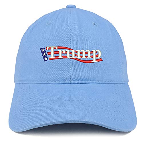 Trendy Apparel Shop Trump Wavy Flag Embroidered 100% Cotton Adjustable Cap Dad Hat