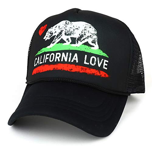 Trendy Apparel Shop California Love Bear Flag Printed Foam Mesh Trucker Cap