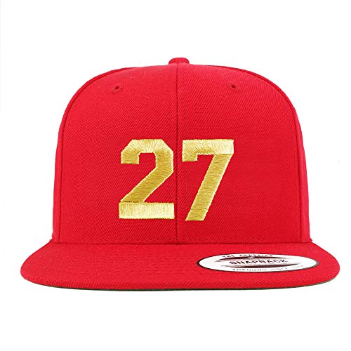 Trendy Apparel Shop Number 27 Gold Thread Flat Bill Snapback Baseball Cap