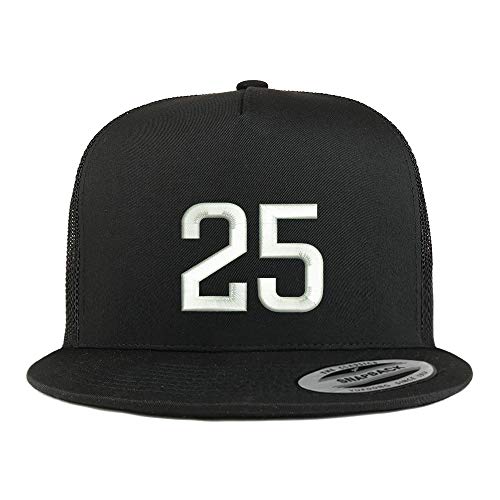 Trendy Apparel Shop Number 25 Embroidered 5 Panel Flatbill Trucker Mesh Cap