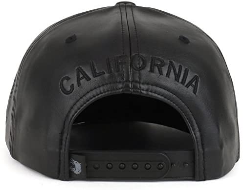 Trendy Apparel Shop California Republic Bear Emblem Embroidered PU Leather Cap