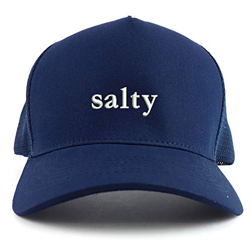 Trendy Apparel Shop Salty Embroidered Oversized 5 Panel XXL Trucker Mesh Cap