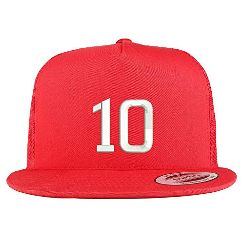 Trendy Apparel Shop Number 10 Embroidered 5 Panel Flatbill Trucker Mesh Cap