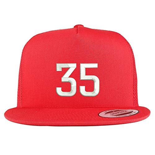 Trendy Apparel Shop Number 35 Embroidered 5 Panel Flatbill Trucker Mesh Cap