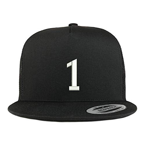 Trendy Apparel Shop Number 1 Embroidered 5 Panel Flatbill Trucker Mesh Cap