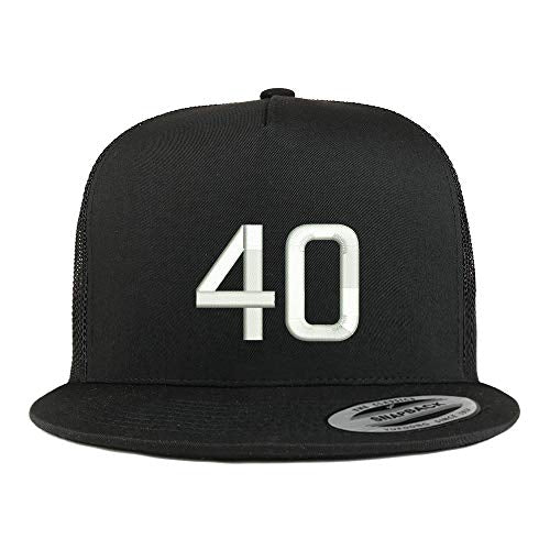 Trendy Apparel Shop Number 40 Embroidered 5 Panel Flatbill Trucker Mesh Cap