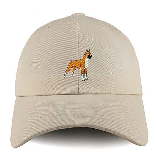 Trendy Apparel Shop Boxer Dog Embroidered Low Profile Soft Cotton Dad Hat Cap