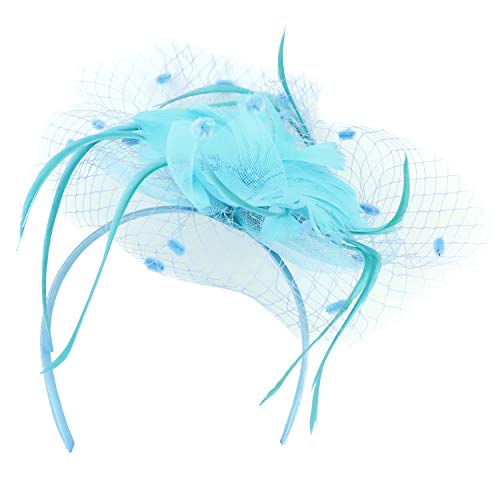 Trendy Apparel Shop Beaded Feather Flowers Swiss Pom Mesh Net Fascinator