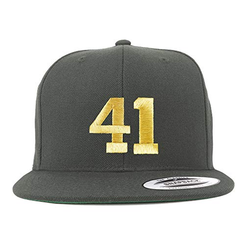 Trendy Apparel Shop Number 41 Gold Thread Flat Bill Snapback Baseball Cap