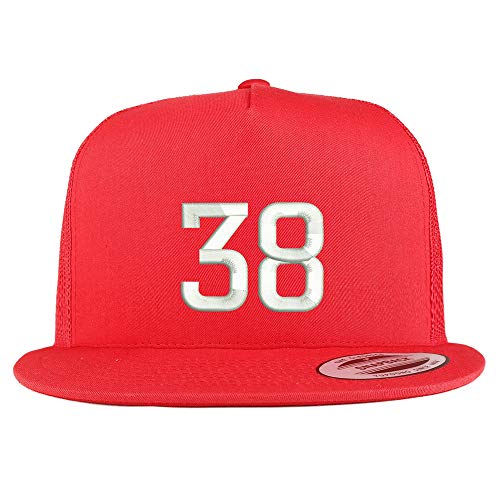 Trendy Apparel Shop Number 38 Embroidered 5 Panel Flatbill Trucker Mesh Cap