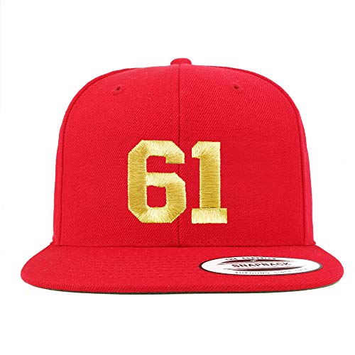 Trendy Apparel Shop Number 61 Gold Thread Flat Bill Snapback Baseball Cap