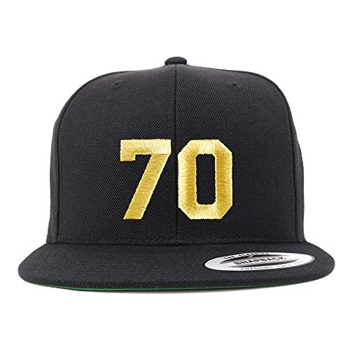 Trendy Apparel Shop Number 70 Gold Thread Flat Bill Snapback Baseball Cap