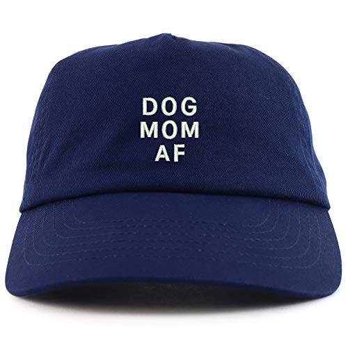 Trendy Apparel Shop Dog Mom AF Embroidered 5 Panel Unstructured Soft Crown Baseball Cap