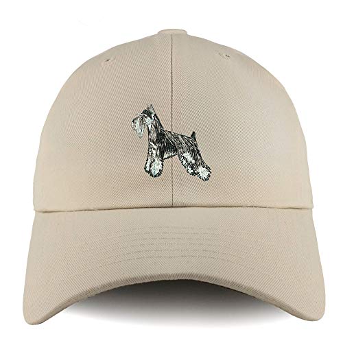 Trendy Apparel Shop Miniature Schnauzer Dog Embroidered Low Profile Soft Cotton Dad Hat Cap