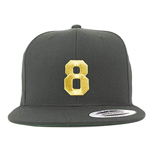 Trendy Apparel Shop Number 8 Gold Thread Flat Bill Snapback Baseball Cap