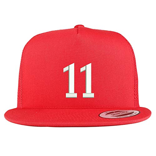 Trendy Apparel Shop Number 11 Embroidered 5 Panel Flatbill Trucker Mesh Cap