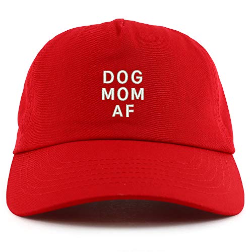 Trendy Apparel Shop Dog Mom AF Embroidered 5 Panel Unstructured Soft Crown Baseball Cap