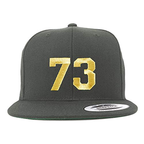 Trendy Apparel Shop Number 73 Gold Thread Flat Bill Snapback Baseball Cap