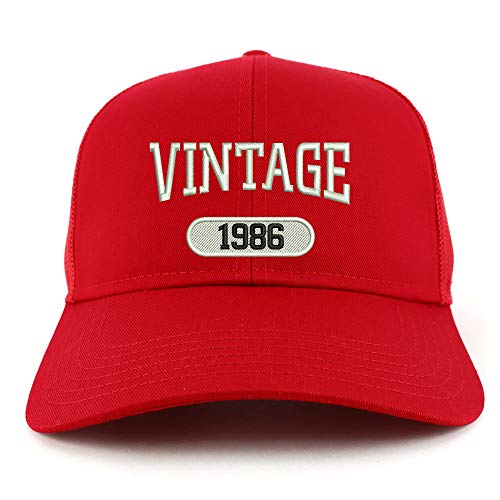 Trendy Apparel Shop Vintage 1986 Embroidered 35th Birthday High Profile High Profile Trucker Mesh Cap