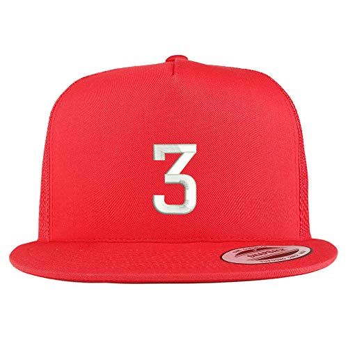 Trendy Apparel Shop Number 3 Embroidered 5 Panel Flatbill Trucker Mesh Cap