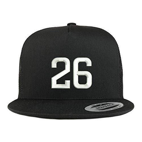 Trendy Apparel Shop Number 26 Embroidered 5 Panel Flatbill Trucker Mesh Cap