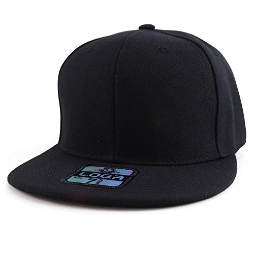 Trendy Apparel Shop Plain High Profile Flat Bill Snapback Baseball Fitted Cap