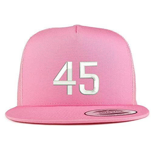 Trendy Apparel Shop Number 45 Embroidered 5 Panel Flatbill Trucker Mesh Cap