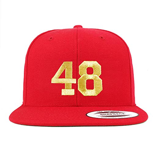 Trendy Apparel Shop Number 48 Gold Thread Flat Bill Snapback Baseball Cap