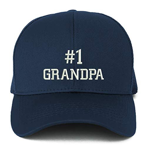 Trendy Apparel Shop XXL Number 1 Grandpa Embroidered Structured Trucker Mesh Cap