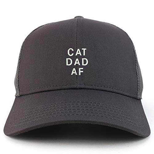 Trendy Apparel Shop Cat Dad AF Embroidered Structured High Profile Trucker Cap