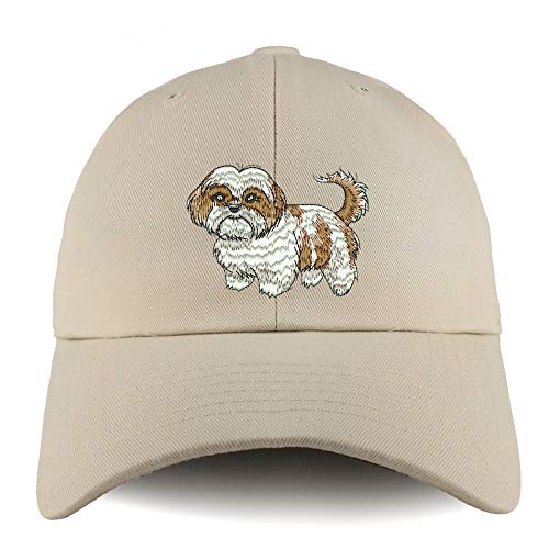 Trendy Apparel Shop Shih Tzu Dog Embroidered Low Profile Soft Cotton Dad Hat Cap