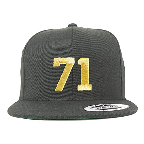 Trendy Apparel Shop Number 71 Gold Thread Flat Bill Snapback Baseball Cap