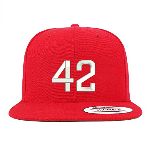 Trendy Apparel Shop Number 42 Embroidered Snapback Flatbill Baseball Cap