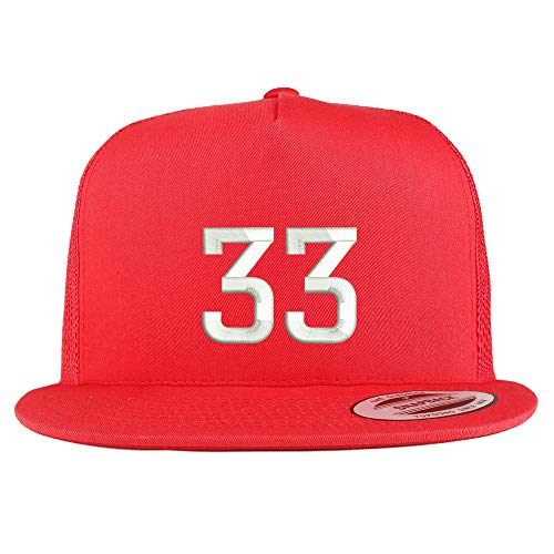 Trendy Apparel Shop Number 33 Embroidered 5 Panel Flatbill Trucker Mesh Cap