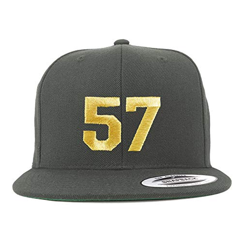 Trendy Apparel Shop Number 57 Gold Thread Flat Bill Snapback Baseball Cap