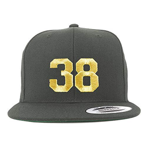 Trendy Apparel Shop Number 38 Gold Thread Flat Bill Snapback Baseball Cap