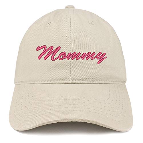 Trendy Apparel Shop Mommy Script Pink Embroidered Soft Crown 100% Brushed Cotton Cap