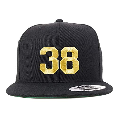 Trendy Apparel Shop Number 38 Gold Thread Flat Bill Snapback Baseball Cap