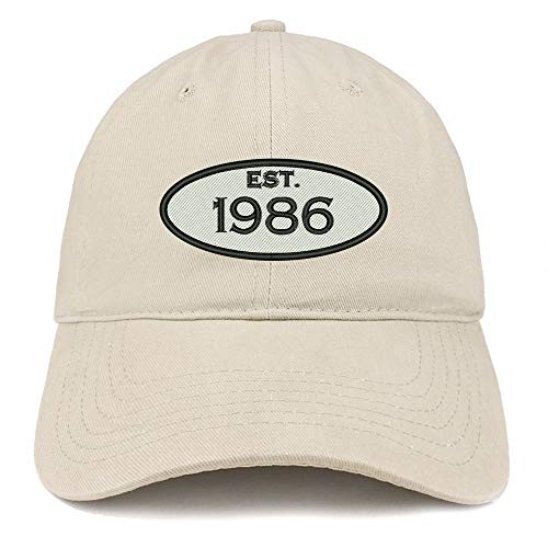 Trendy Apparel Shop 35th Birthday Established 1986 Soft Crown Brushed Cotton Cap