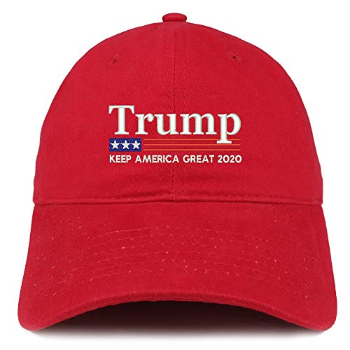 Trendy Apparel Shop Trump Keep America Great 2020 USA Flag Embroidered 100% Cotton Adjustable Cap Dad Hat