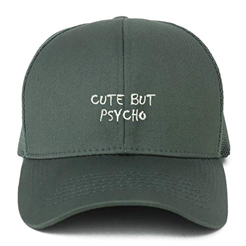Trendy Apparel Shop XXL Cute But Psycho Small Embroidered Structured Trucker Mesh Cap