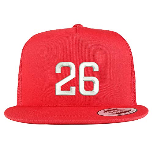 Trendy Apparel Shop Number 26 Embroidered 5 Panel Flatbill Trucker Mesh Cap